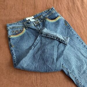 Vintage Jordache Short Knee High Capri Women's Jeans Multicolor Embroidery 30x14
